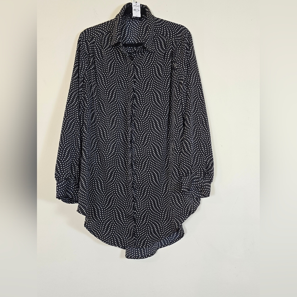 Express Black and White Patterned Blouse